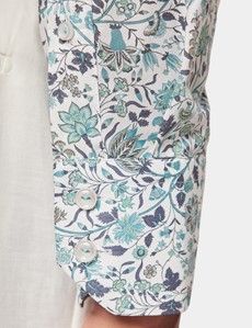 Slim Fit White & Green Floral Curtis Shirt