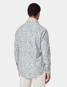 Slim Fit White & Green Floral Curtis Shirt