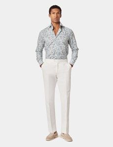 Slim Fit White & Green Floral Curtis Shirt