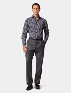 Slim Fit Navy & White Paisley Curtis Shirt