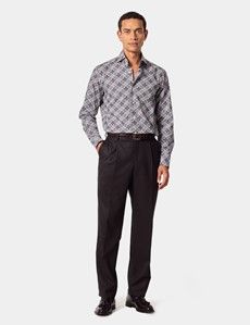 Slim Fit Navy & White Paisley Curtis Shirt