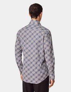 Slim Fit Navy & White Paisley Curtis Shirt