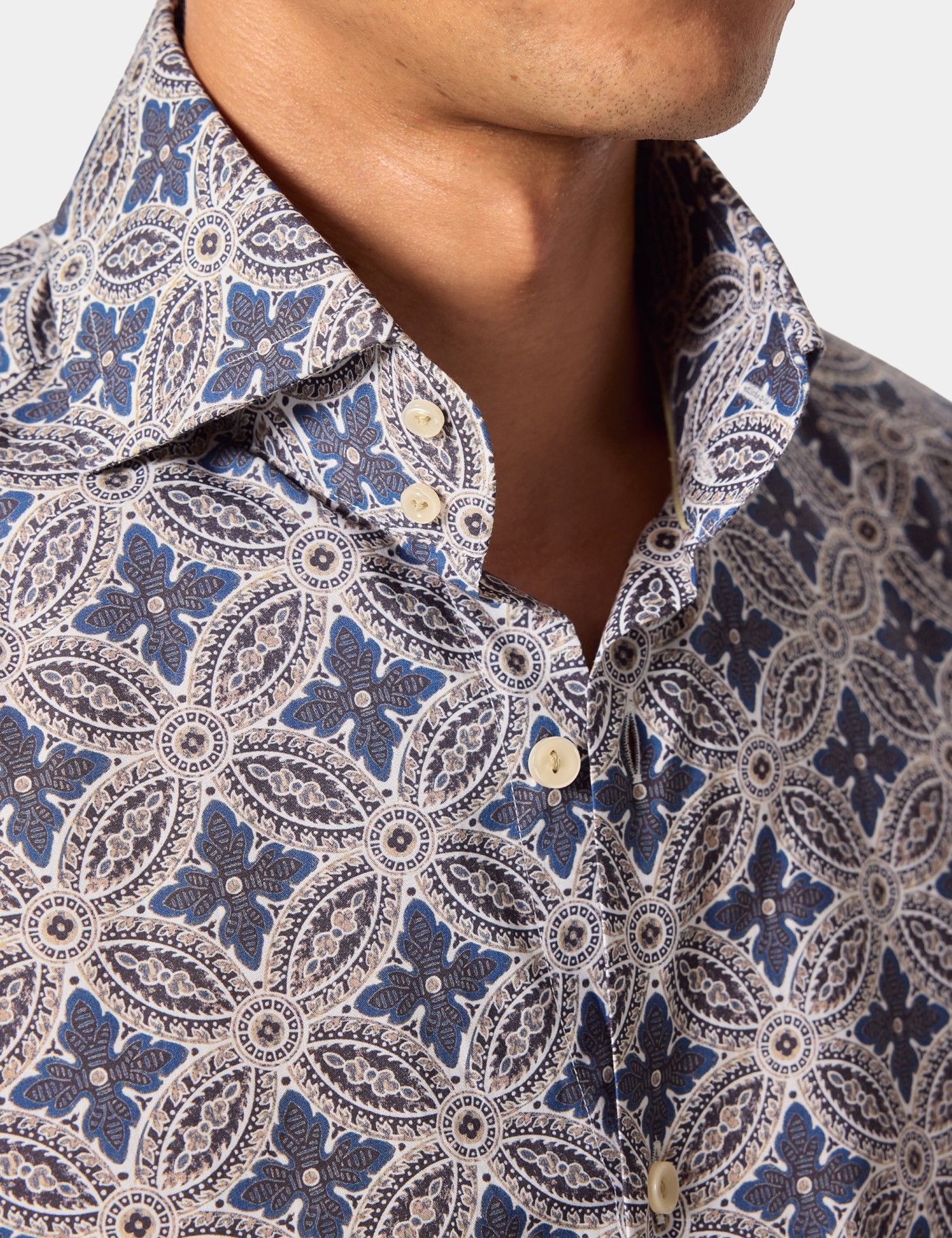 Slim Fit Navy & White Paisley Curtis Shirt-preview