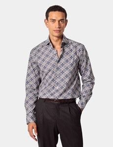 Slim Fit Navy & White Paisley Curtis Shirt