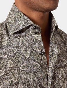 Slim Fit Green & Black Paisley Curtis Shirt