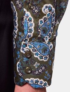 Slim Fit Green & Blue Paisley Curtis Shirt