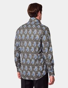 Slim Fit Green & Blue Paisley Curtis Shirt