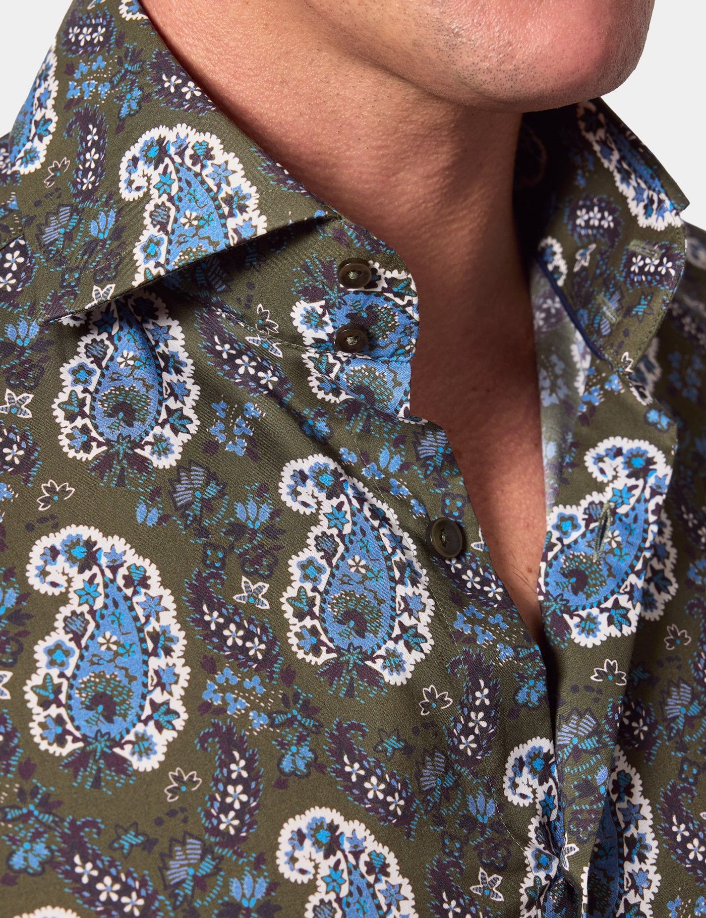Slim Fit Green & Blue Paisley Curtis Shirt-preview