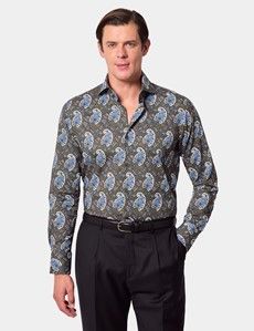 Slim Fit Green & Blue Paisley Curtis Shirt