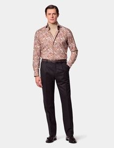 Slim Fit Orange & Blue Paisley Curtis Shirt