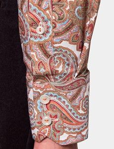 Slim Fit Orange & Blue Paisley Curtis Shirt