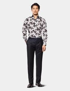 Slim Fit Black & White Floral Curtis Shirt