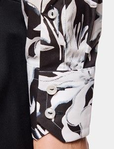 Slim Fit Black & White Floral Curtis Shirt