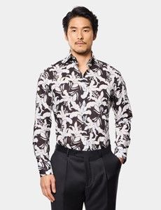 Slim Fit Black & White Floral Curtis Shirt