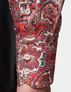 Slim Fit White & Red Paisley Curtis Shirt