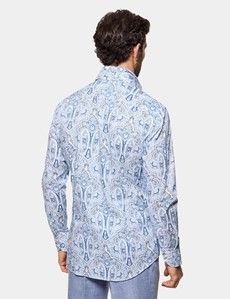 Slim Fit White & Blue Paisley Curtis Shirt