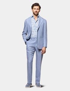 Slim Fit White & Blue Paisley Curtis Shirt