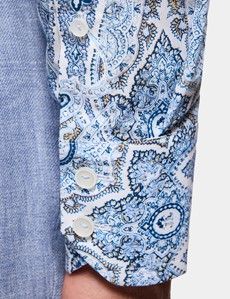 Slim Fit White & Blue Paisley Curtis Shirt