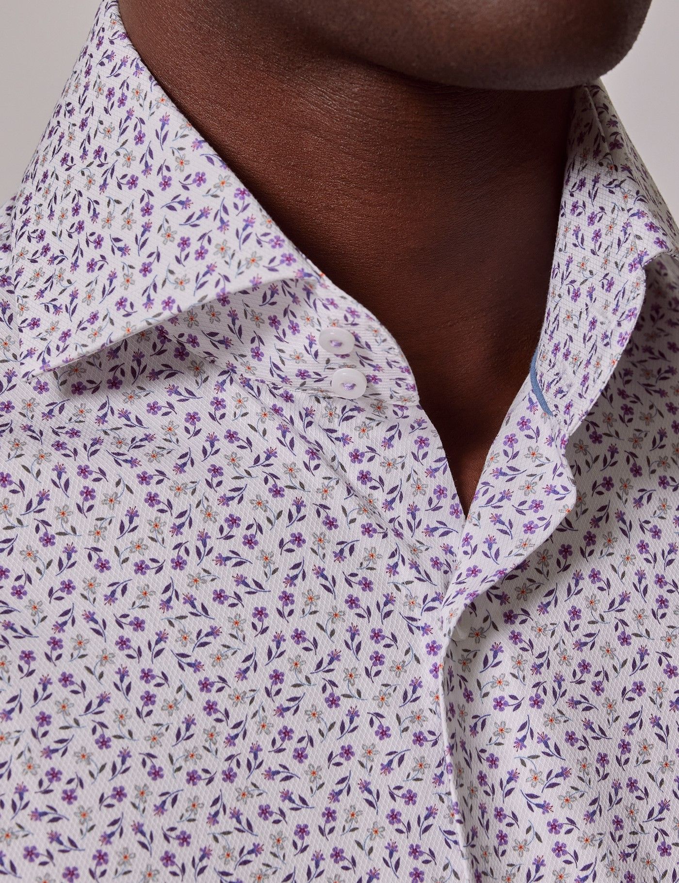 Slim Fit White & Purple Floral Diamond Weave Curtis Shirt-preview
