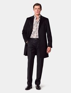 Slim Fit White & Navy Floral Diamond Weave Curtis Shirt