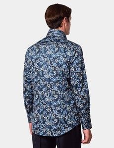 Slim Fit Black & Blue Leaf Curtis Shirt