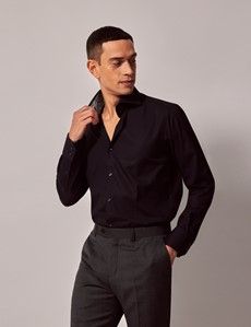Slim Fit Black Curtis Shirt - Contrast Detail
