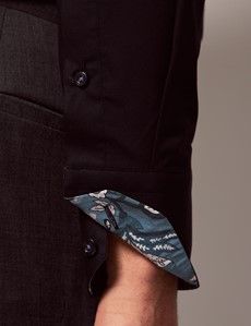 Slim Fit Black Curtis Shirt - Contrast Detail