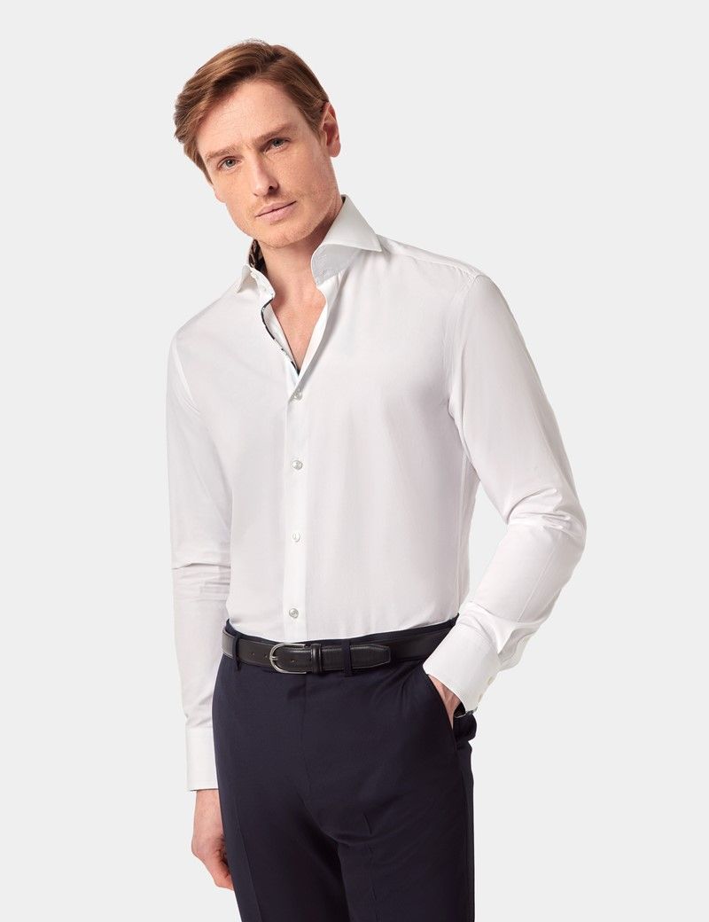 Slim Fit White Curtis Curtis Shirt - Contrast Detail