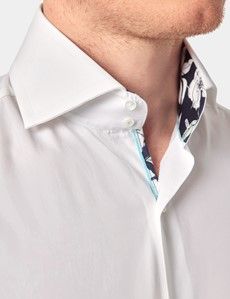 Slim Fit White Curtis Curtis Shirt - Contrast Detail