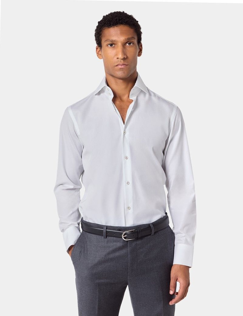 Slim Fit White Curtis Shirt - Contrast Detail