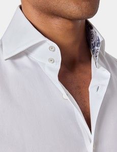 Slim Fit White Curtis Shirt - Contrast Detail