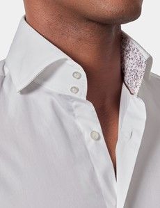 Slim Fit White Curtis Shirt - Contrast Detail
