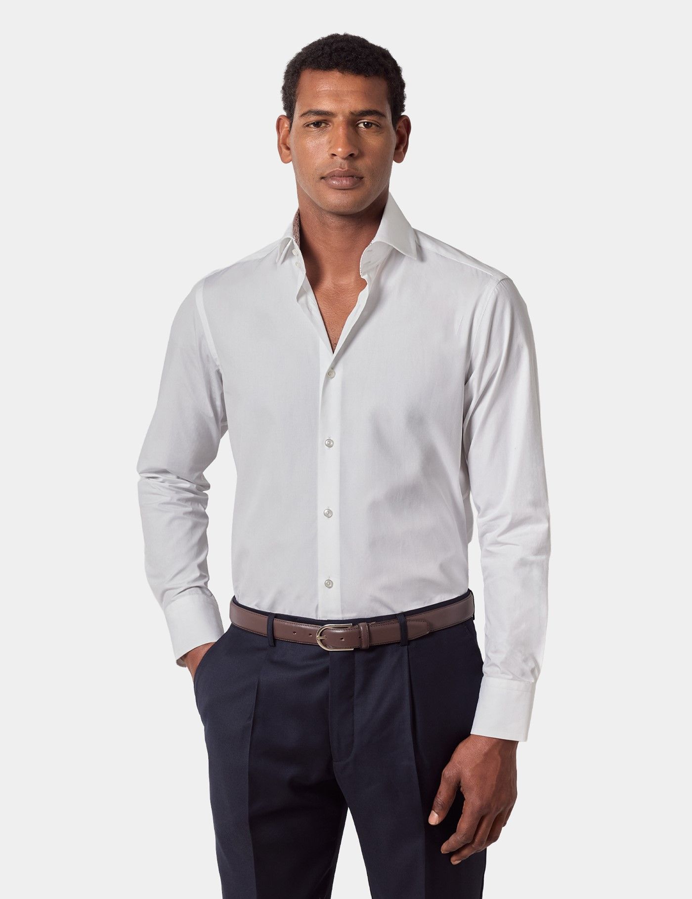 Slim Fit White Curtis Shirt - Contrast Detail