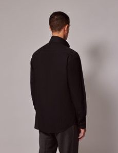 Black Poplin Slim Curtis Shirt - High Collar-preview4