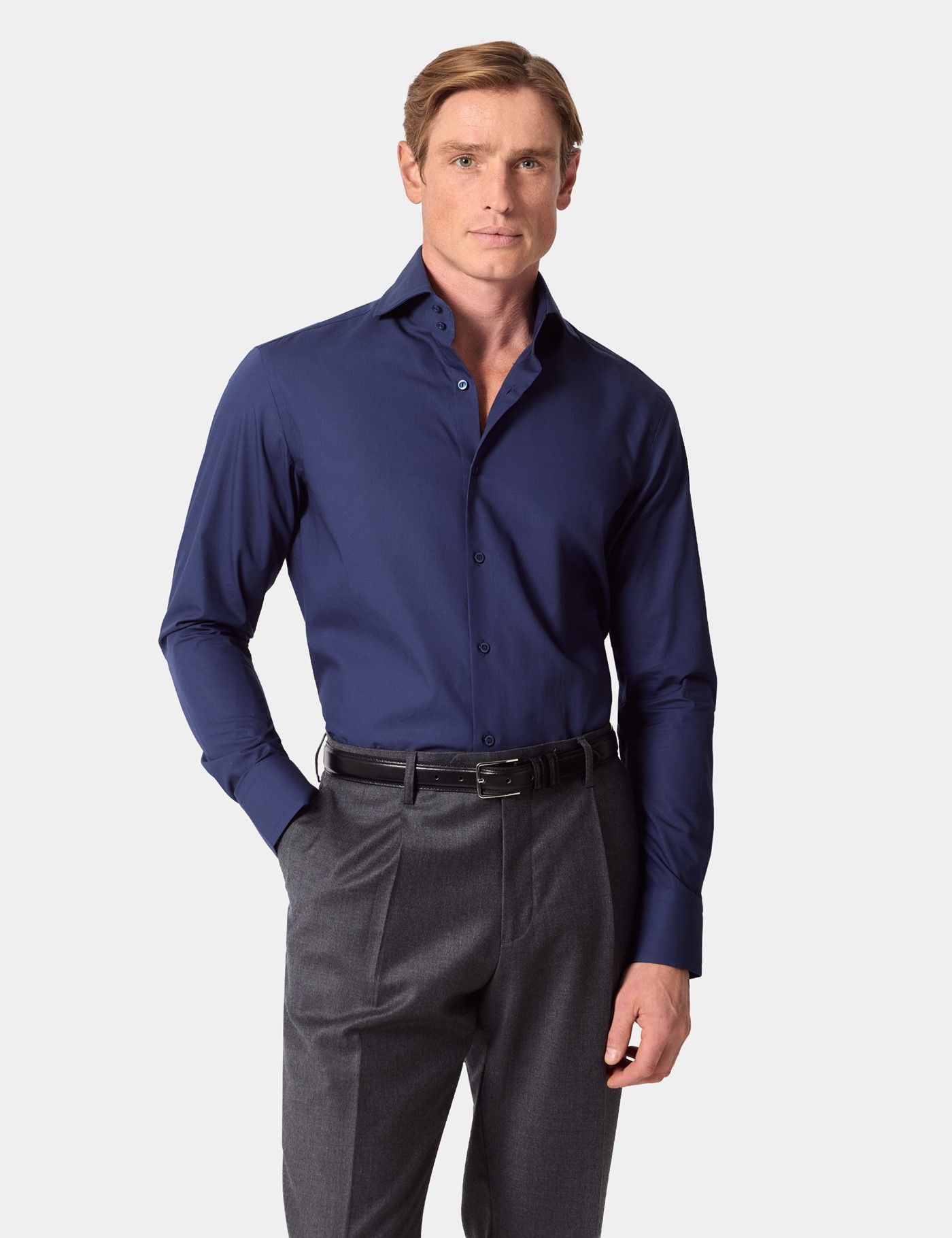 Slim Fit Navy Poplin Curtis Shirt