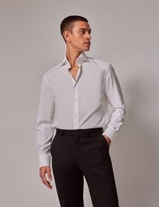 White Poplin Slim Curtis Shirt - High Collar-preview2