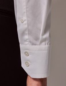 White Poplin Slim Curtis Shirt - High Collar-preview3