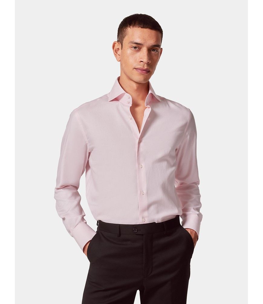 トップス seyto Pleats eyelet collar shirt silk sloped shoulder wide a-line short sleeve shirt with