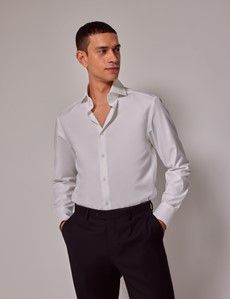White Twill Slim Curtis Shirt – High Collar-preview2