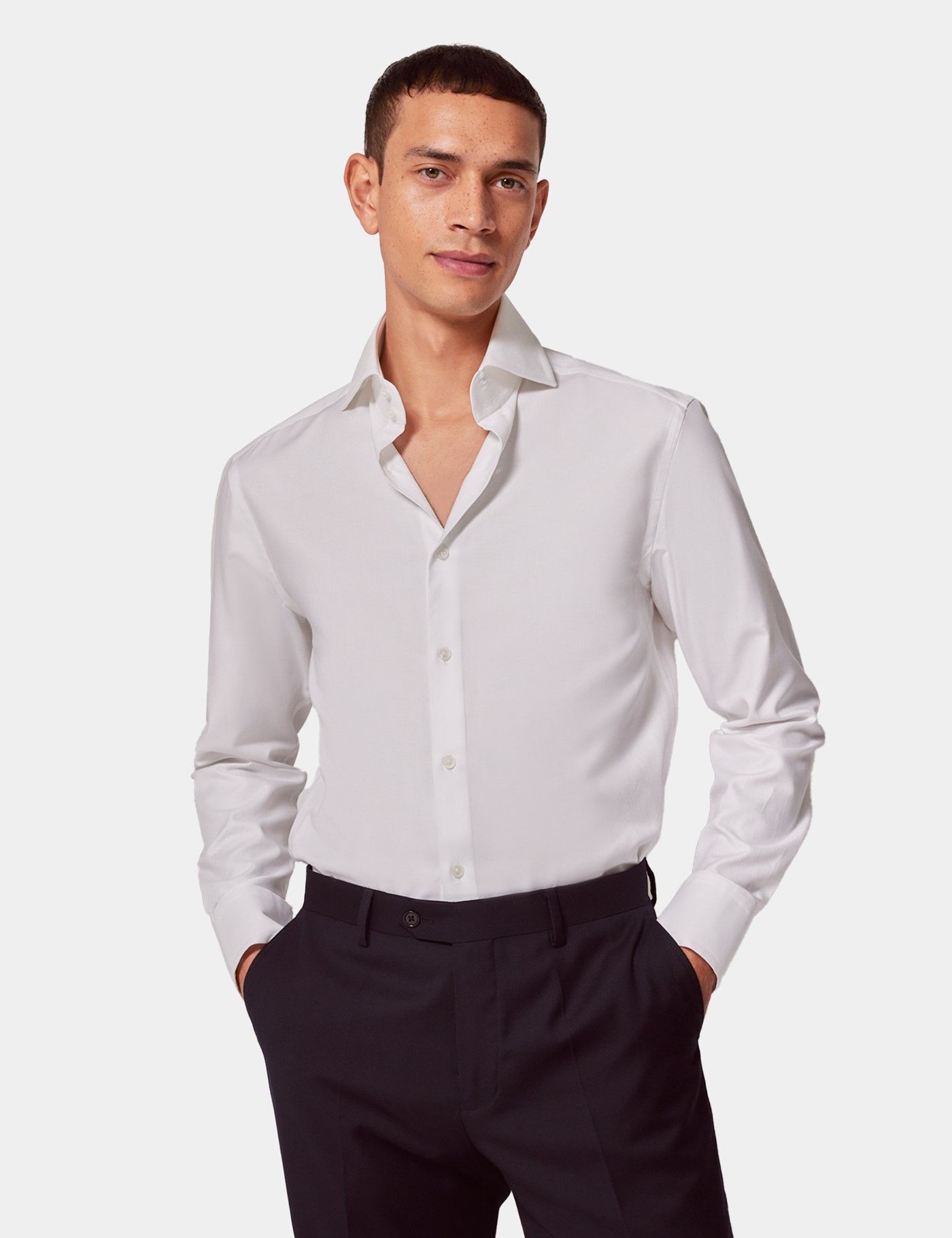 Slim Fit White Twill Curtis Shirt