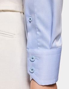 Slim Fit Blue Twill Non-Iron Curtis Shirt - Contrast Detail