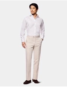 Slim Fit White Twill Non-Iron Curtis Shirt - Contrast Detail