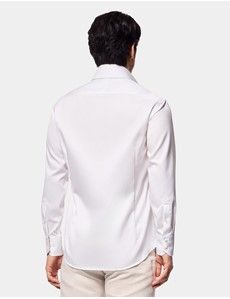Slim Fit White Twill Non-Iron Curtis Shirt - Contrast Detail