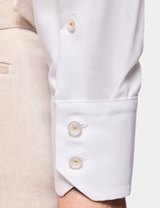 Slim Fit White Twill Non-Iron Curtis Shirt - Contrast Detail