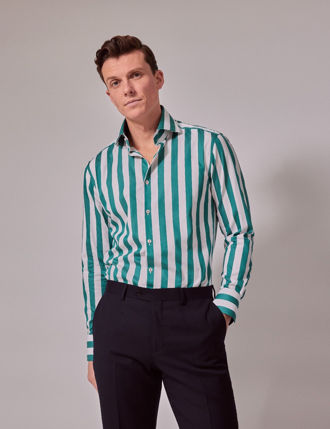 Casual Street Striped Contrast Cardigan Collar Outerwear