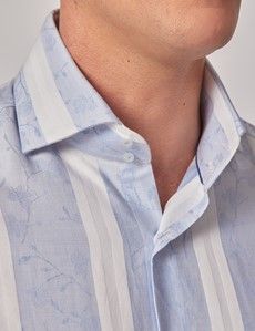 Slim Fit Blue & White Stripe Jacquard Curtis Shirt