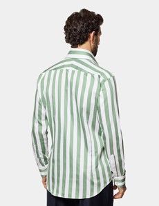 Slim Fit Green & White Large Bengal Stripe Curtis Shirt