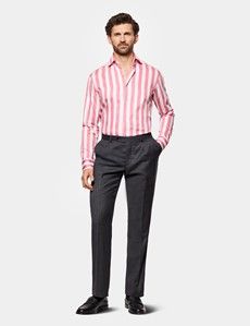 Slim Fit Coral & White Large Bengal Stripe Curtis Shirt