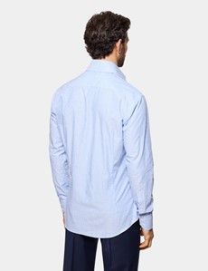 Slim Fit Blue & White Stripe Jacquard Curtis Shirt