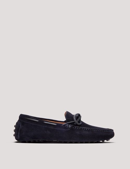 Navy Italian Suede Driving Shoe
